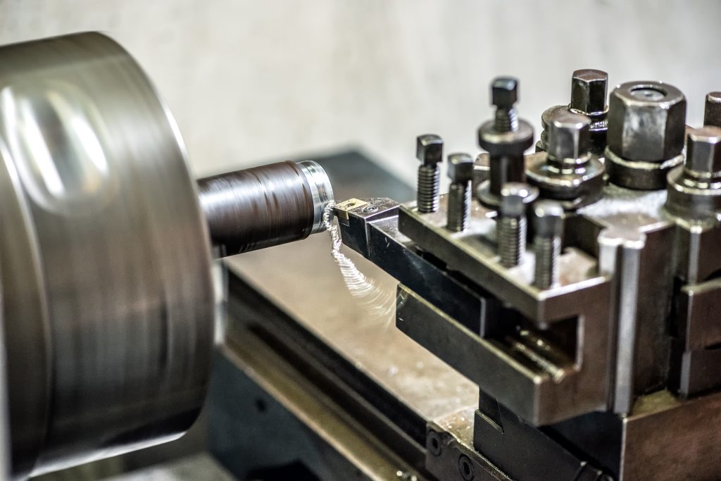 Lathe machine working in close-up